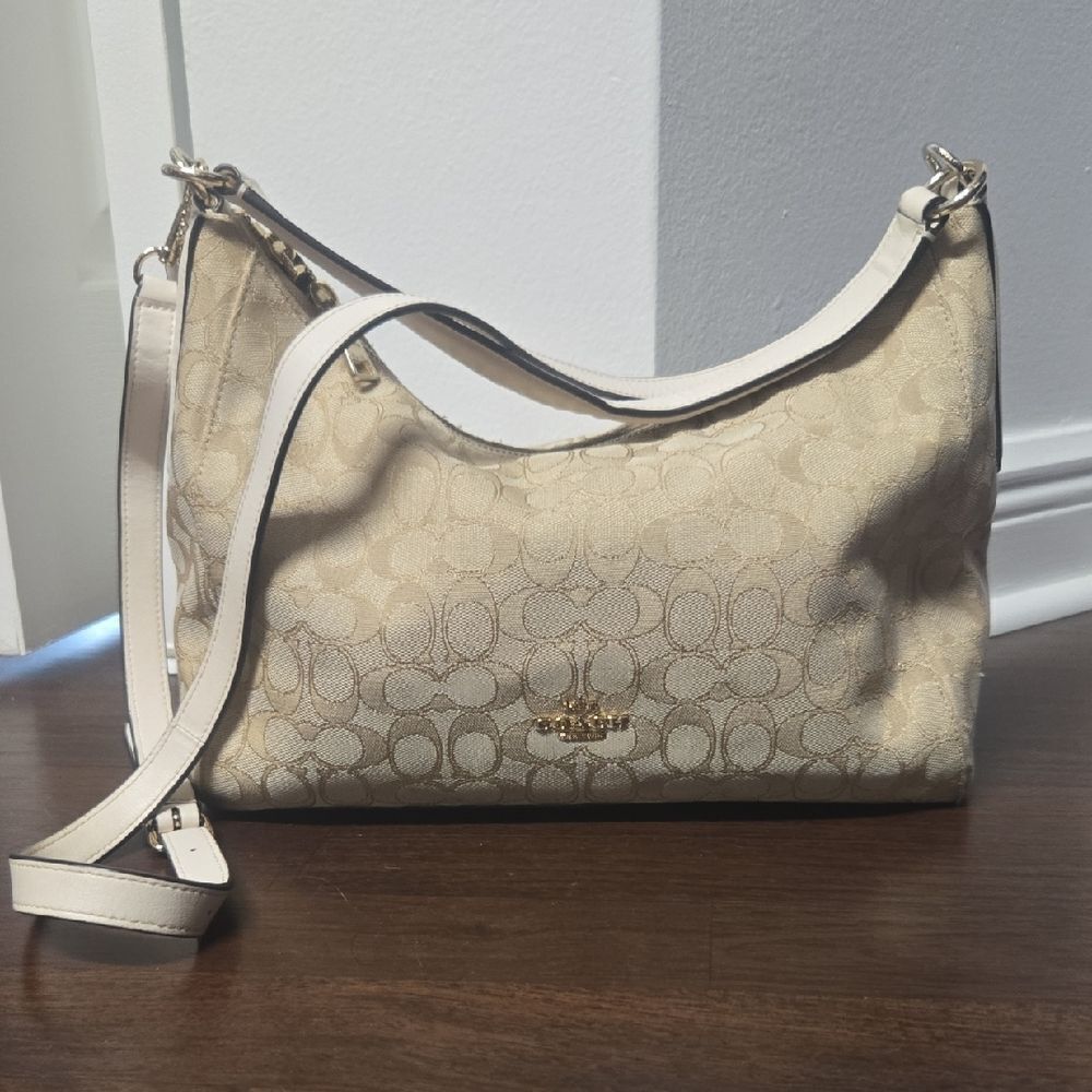 Coach Beige Signature Shoulder Bag